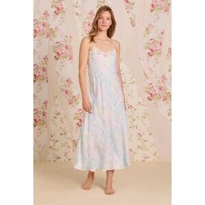 Eileen West Santorini Satin Night Gown In Watercolor Floral  Women's Medium